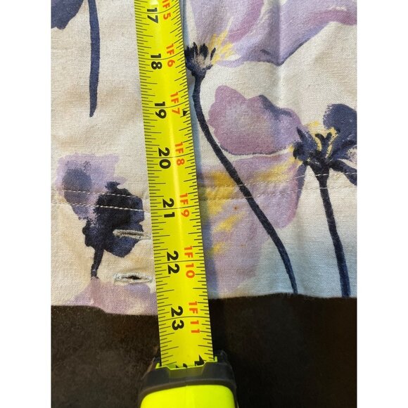 Columbia Cropped Button Front Floral White Purple Linen Blend Blouse Sz PL - Picture 8 of 8